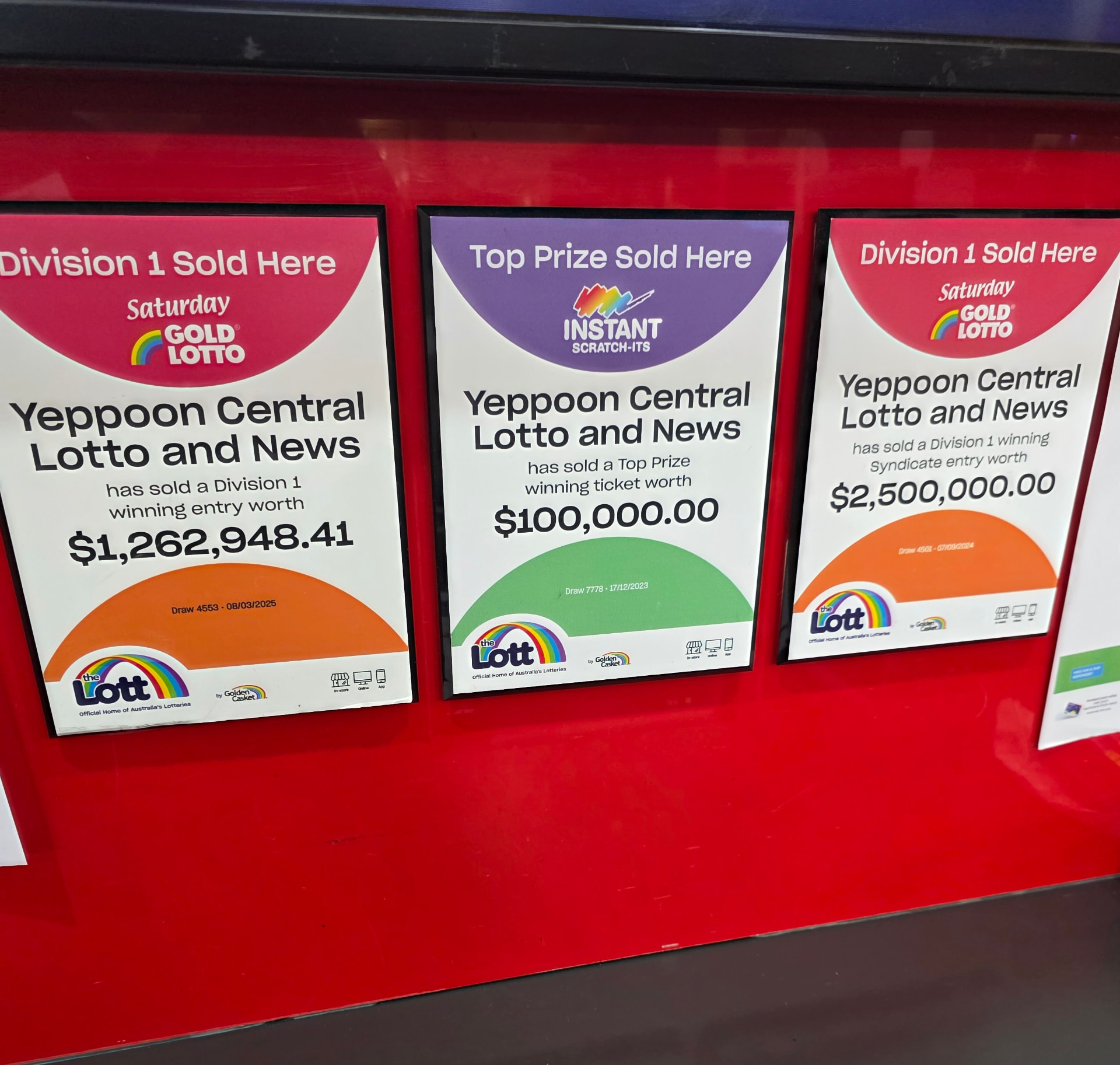 Lottery counter at Yeppoon Central Lotto & News