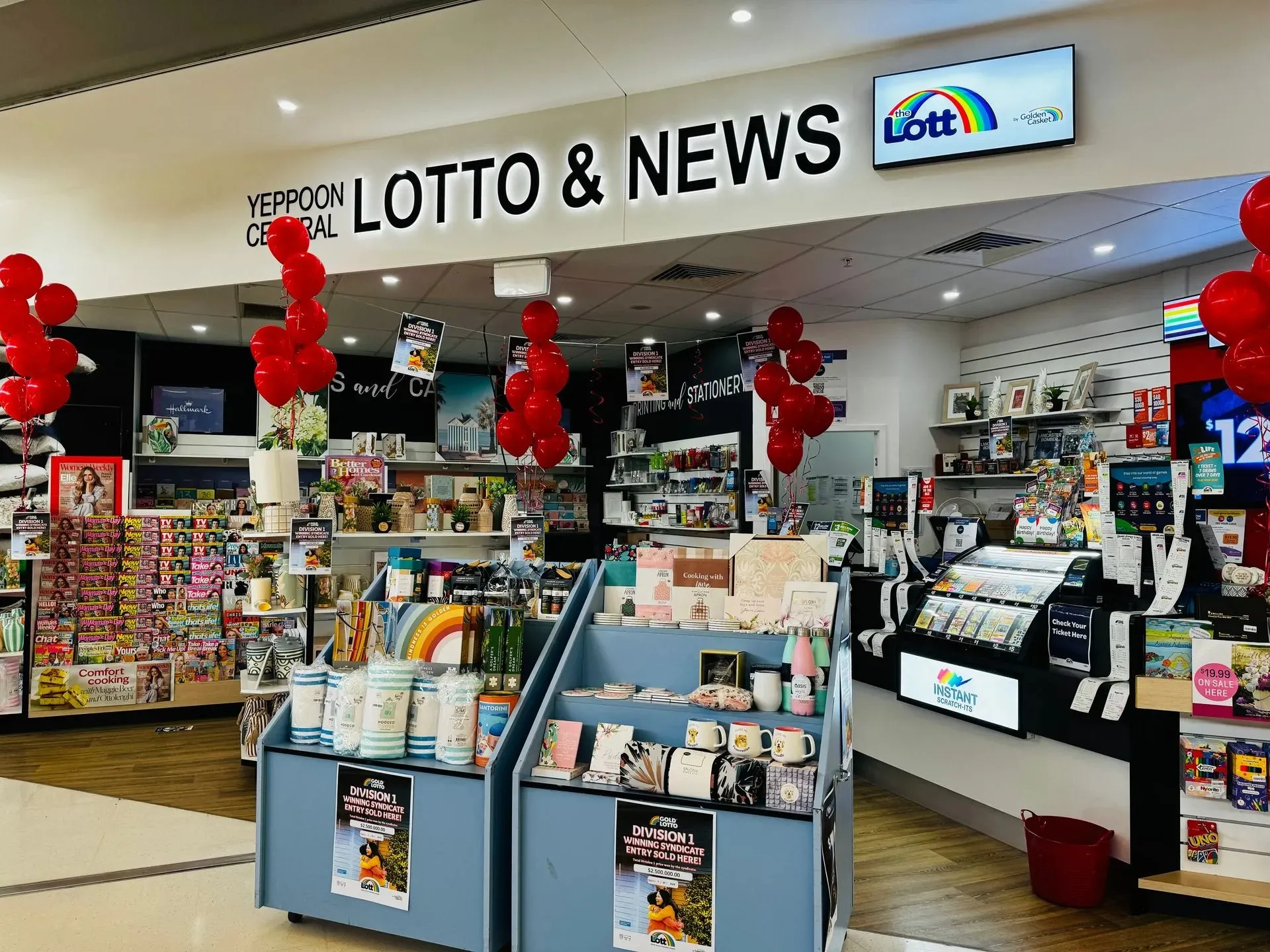 Lottery products at Yeppoon Central Lotto & News